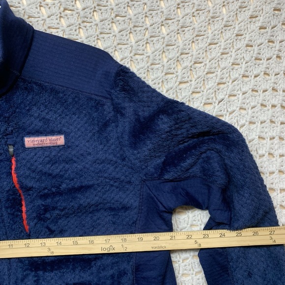 Vineyard Vines Sherpa Jacket Women Size M Navy Blue Quarter Zip Fleece - Picture 4 of 13